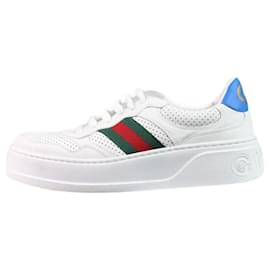Gucci-White striped lace up trainers - size EU 40-White