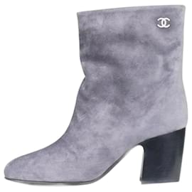 Chanel-Grey suede boots - size EU 36.5-Grey