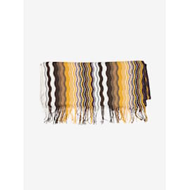 Missoni-Orange and brown wavy fringed scarf-Orange