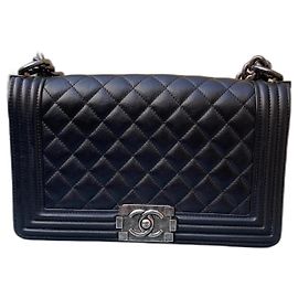 Chanel Boy Handbag Black Leather Black