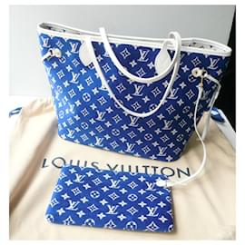 Louis Vuitton-Louis Vuitton Match LV Neverfull MM Blue Limited Edition, sehr guter Zustand-Hellblau