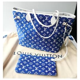 Louis Vuitton-Louis Vuitton Match LV Neverfull MM Bleu Limited Edition TBE-Bleu clair