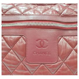 Chanel-CHANEL Bordeaux Leather Matelasse Boston Bag-Dark red