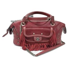 Chanel-Chanel Burgundy Pony Hair and Leather Fringe Paris-Dallas Bowling Bag-Dark red