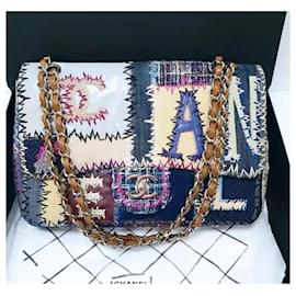 Chanel-Bolsa Chanel Multicolore Patchwork Clássica Jumbo Flap-Multicor