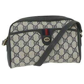 Gucci-GUCCI GG Supreme Sherry Line Shoulder Bag Red Navy 116 02 089 Auth bs10531-Red,Navy blue