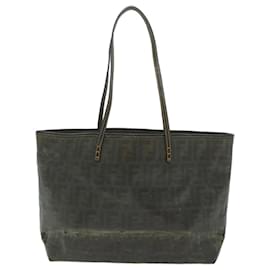 Fendi-FENDI Zucca Bolsa Tote Lona Marrom Autêntico ti1394-Marrom