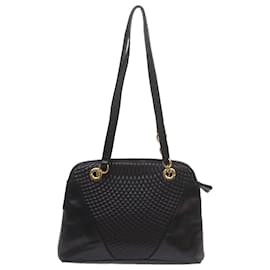 Bally-BALLY Matelasse Shoulder Bag Leather Black Auth ki3834-Black