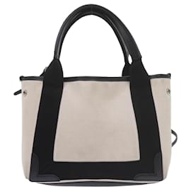 Balenciaga-BALENCIAGA Hand Bag Canvas Black White 390346 Auth ep2535-Black,White