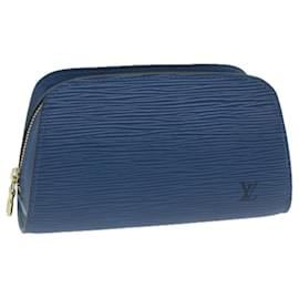 Louis Vuitton-LOUIS VUITTON Epi Dauphine PM Pouch Blue M48445 LV Auth 60842-Blue