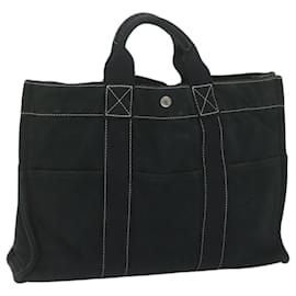 Hermès-HERMES Deauville GM Tote Bag Toile Noir Auth 61504-Noir