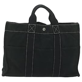 Hermès-HERMES Deauville GM Tote Bag Toile Noir Auth 61504-Noir