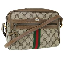 Gucci-GUCCI GG Supreme Web Sherry Line Shoulder Bag Beige Red 56 02 004 auth 60741-Red,Beige