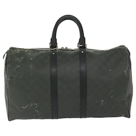 Louis Vuitton-LOUIS VUITTON Keepall Damier Carbone 45 Sac Boston Noir N41415 LV Auth bs10511-Noir