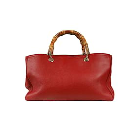 Gucci-Gucci Bamboo Shopper Tote Bag-Red