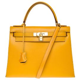 Hermès Hermes Kelly bag 28 in Yellow Leather - 101223 Yellow
