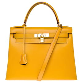 Hermès-Saco de Hermes Kelly 28 em couro amarelo - 101223-Amarelo
