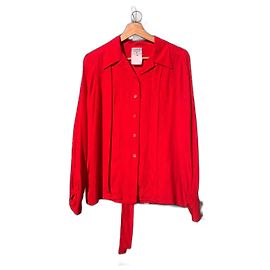Chanel Red Silk Top Red