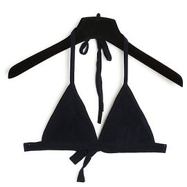 1995s Chanel Top Mini Bralette de Lã Marinha e Seda Azul marinho