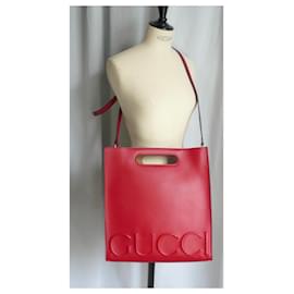 Gucci-Cabas Gucci Rouge Medium Linea XL-Rouge