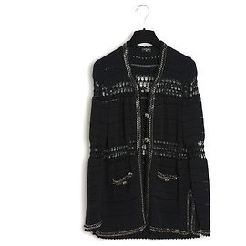 2010 Chanel Black Chainlink Trim Cardigan Black