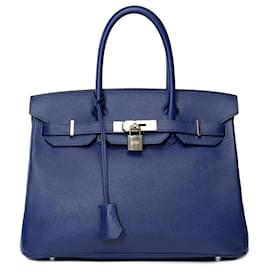 Hermès-Bolsa HERMES BIRKIN 30 em couro azul - 101491-Azul
