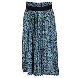 Autre Marque-Balenciaga Noir / blue / vert 2019 Jupe mi-longue plissée à imprimé floral-Noir