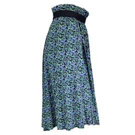 Autre Marque-Balenciaga Black / Azul / verde 2019 Saia midi plissada com estampa floral-Preto