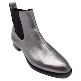 Autre Marque-Rag & Bone Silver Metallic Pull-On Leather Ankle Boots-Silvery