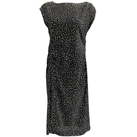 Autre Marque-Dries van Noten Black Midi Dress with White Dots-Black
