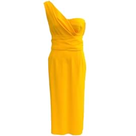 Autre Marque-Dolce & Gabbana Vestido Bustier Amarelo de Um Ombro-Amarelo