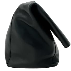 Autre Marque-Celine Black Leather Large Fold Over Clutch-Black
