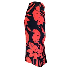 Autre Marque-Collection Michael Kors Noir / Jupe mi-longue drapée en soie rouge à imprimé coquelicots-Noir