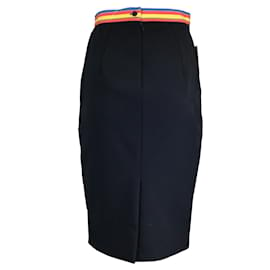 Autre Marque-Peter Pilotto Black Multi Stripe Jacquard Skirt-Black