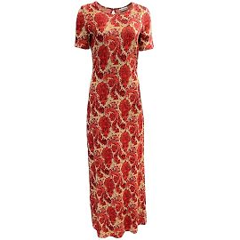 Paco Rabanne Maxikleid aus Korallen-Jacquard-Strick Rot