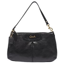 Coach Ashley Clutch Black Leather Black