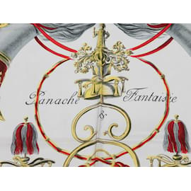 Hermès-Sciarpa di seta stampata con motivo Hermes Panache e Fantaisie bianca e multicolore-Bianco