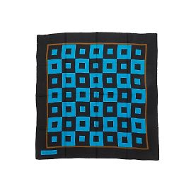 Sciarpa in seta con stampa geometrica Yves Saint Laurent nera e verde acqua Nero