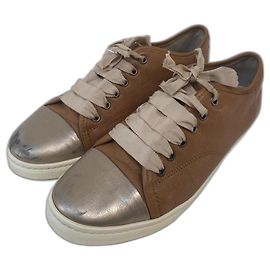Baskets baskets en cuir Lanvin Marron