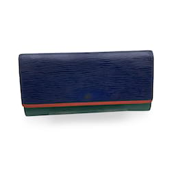 Louis Vuitton-Blue Green Tricolor Epi Leather Flore Continental Wallet-Blue