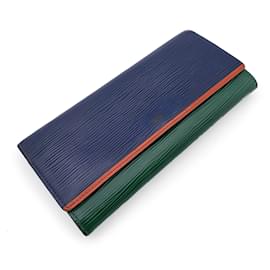 Louis Vuitton-Blue Green Tricolor Epi Leather Flore Continental Wallet-Blue