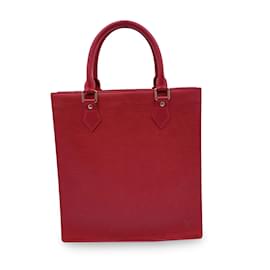 Louis Vuitton-Red Epi Leather Sac Plat PM Tote Shopping Bag M5274E-Red