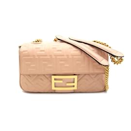 Fendi-Logo-geprägtes Leder-Baguette-Ketten-Midi-Kleid 8BR793-Pink