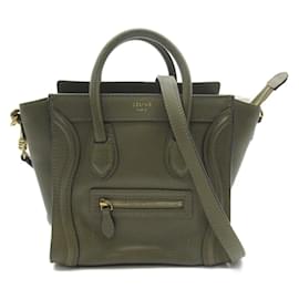 Céline-Nano Leather Luggage Tote Bag-Green