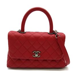 Chanel-CC Quilted Caviar Handle Bag-Red