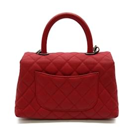 Chanel-CC Quilted Caviar Handle Bag-Red