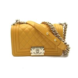 Chanel-Small Classic Caviar Le Boy Flap Bag A67085-Yellow