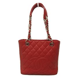 Chanel-CC Quilted Caviar Chain Tote-Rot