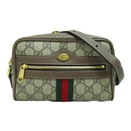 Gucci-GG Supreme Ophidia Crossbody Bag  517350-Brown