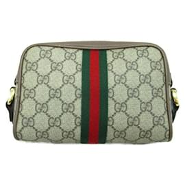 Gucci-GG Supreme Ophidia Crossbody Bag  517350-Brown